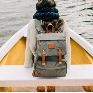 Citi Collective Navigator Backpack Diaper Bag - Gray / Brown Leather